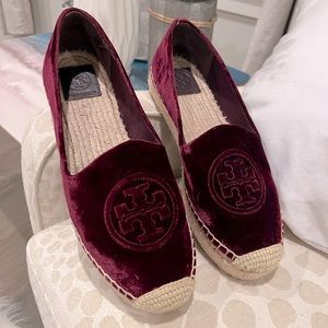 Tory Burch espadrille- rich purple velvet. Worn once!